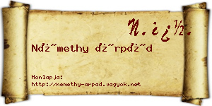 Némethy Árpád névjegykártya
